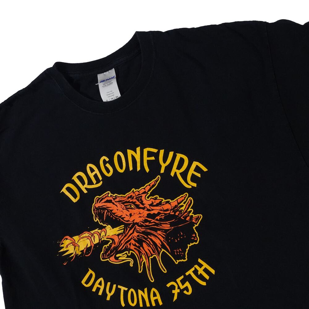 DragonFyre Daytona 75th Bike Week Vintage Motorcycle Black T Shirt Men's XL